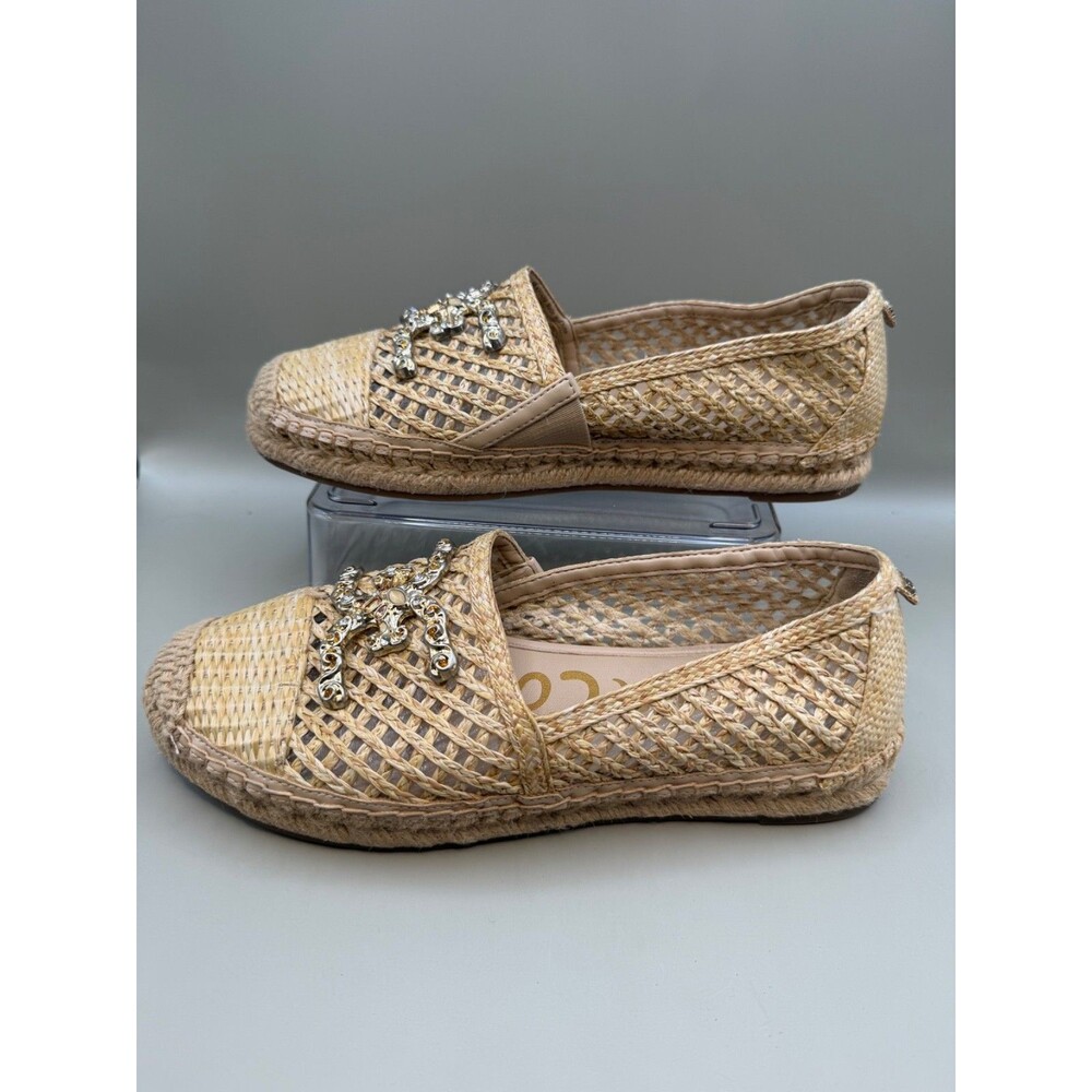 Sam Edelman Womens Khiara Raffia Espadrille Flats Beige Size 6 Casual Shoes
